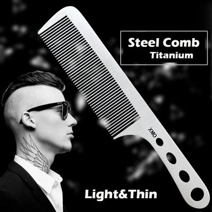 Brainbow Titanium Steel Hair Comb – Professional Anti-Static Salon Hairdressing Brush for Men