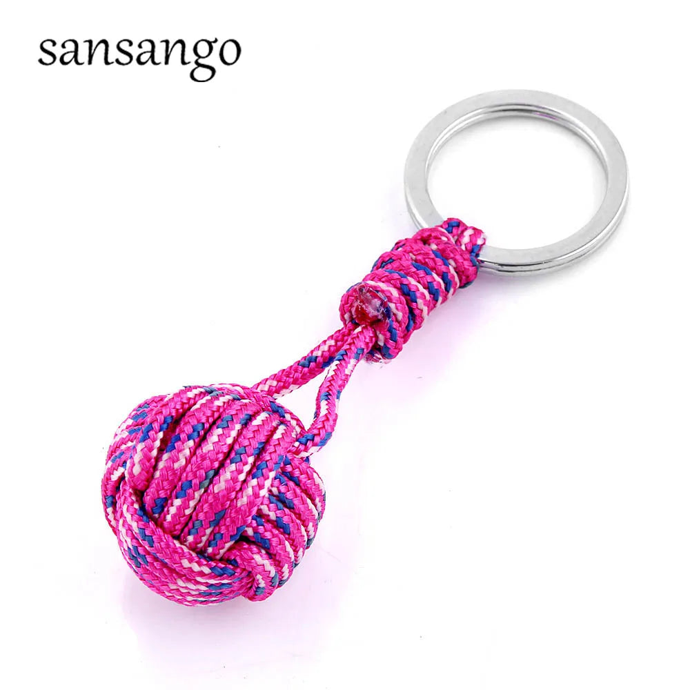 Woven Paracord Lanyard Keychain – Outdoor Survival Tactical Military Parachute Rope with Ball Pendant Keyring