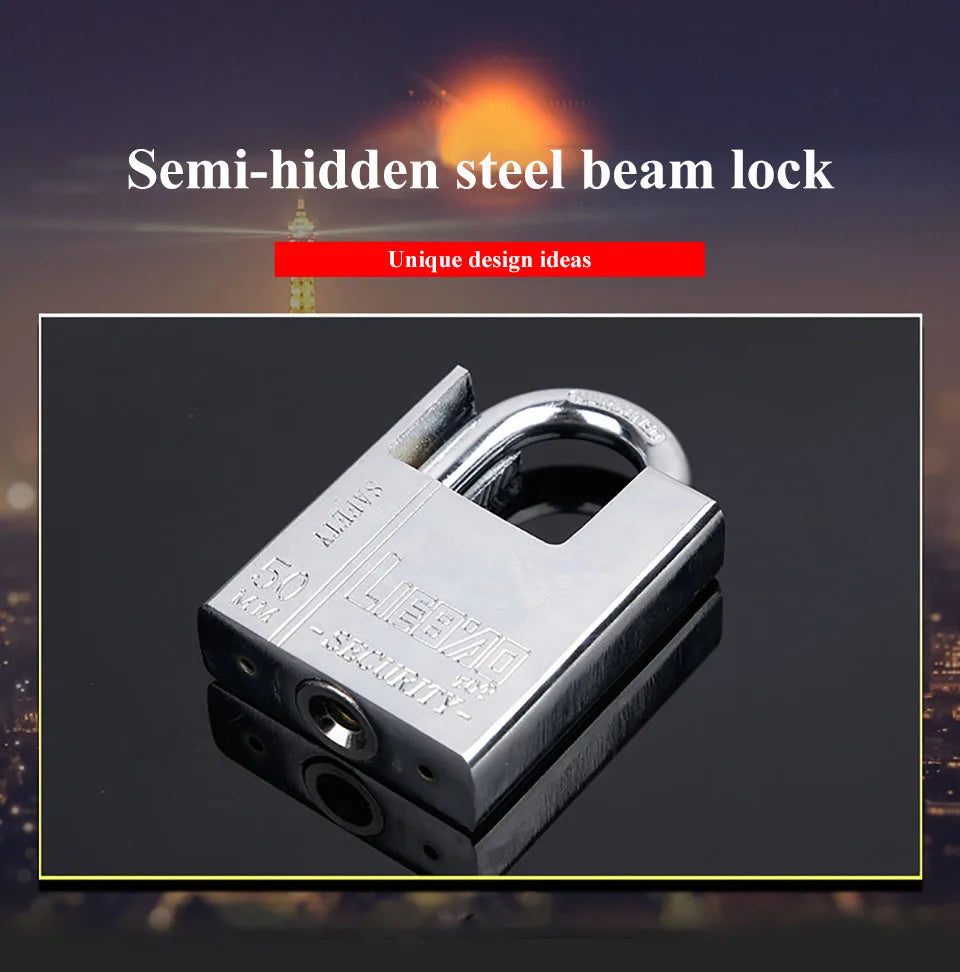 Keyed Padlock – Waterproof & Antirust Multifunctional Anti-Theft Lock, Pry Door & Window Security Lock