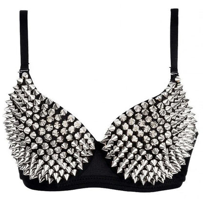 AONVE Sexy Rhinestone Lingerie – Gold/Silver Plunge Wire-Free Bralette with Sequined Cover Top