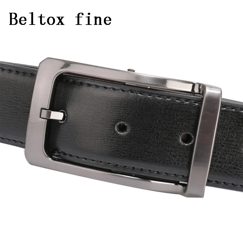 Men’s Genuine Leather Reversible Belt – 2-in-1 Rotated Buckle for Big & Tall Sizes