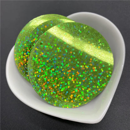 50PCS 50mm Flat Round Sequins with Side Hole – PVC Loose Paillettes for Sewing, DIY Crafts & Wedding Decorations