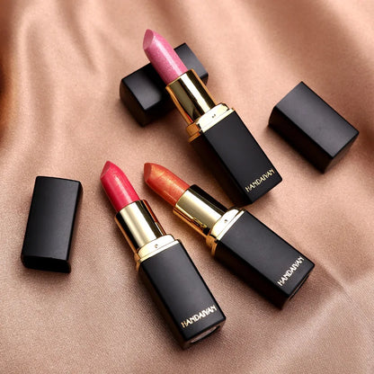 Professional Brand Lipstick – Waterproof, Long-Lasting Nude Pink & Mermaid Shimmer, Luxury Makeup Cosmetic