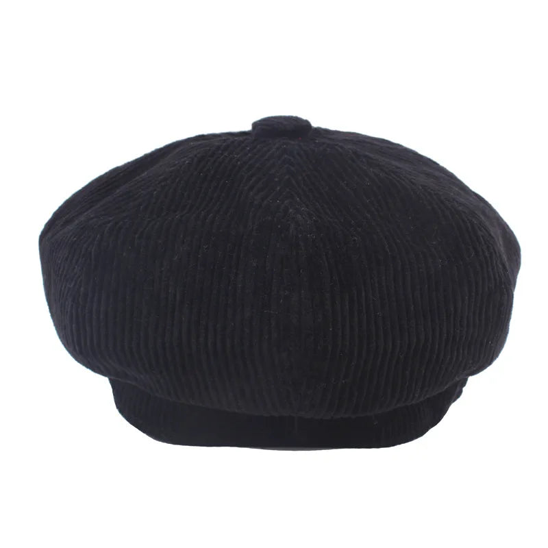 Vintage Newsboy Beret Cap for Women – Autumn Winter Octagonal Painter Hat England Style