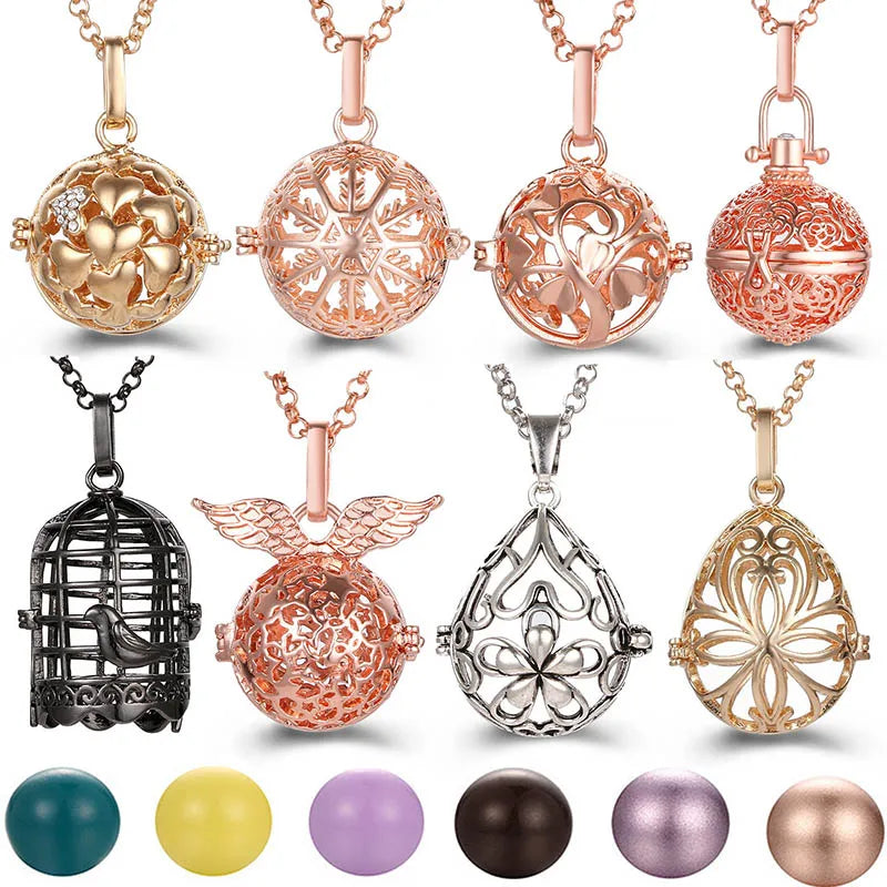 Mexico Music Ball Hollow Zircon Pendant Necklace – Vintage Perfume Aromatherapy Locket for Women