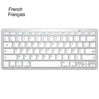 Ultra Slim Universal Wireless Bluetooth Keyboard – Russian, Spanish, French, German, Hebrew & Brazilian Portuguese for iOS, Android & Windows