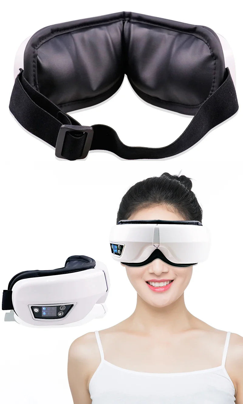 Eye Massage Instrument - Vibration, Airbag Pressure & Hot Compress Eye Massager with Bluetooth Music, Foldable for Fatigue Relief
