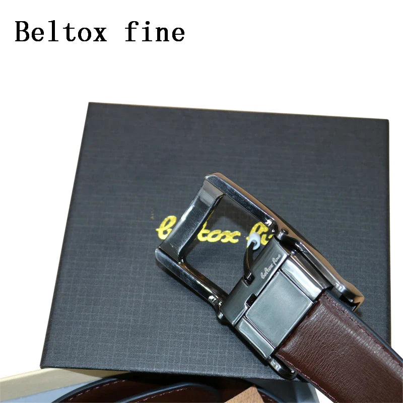 Men’s Genuine Leather Reversible Belt – 2-in-1 Rotated Buckle for Big & Tall Sizes