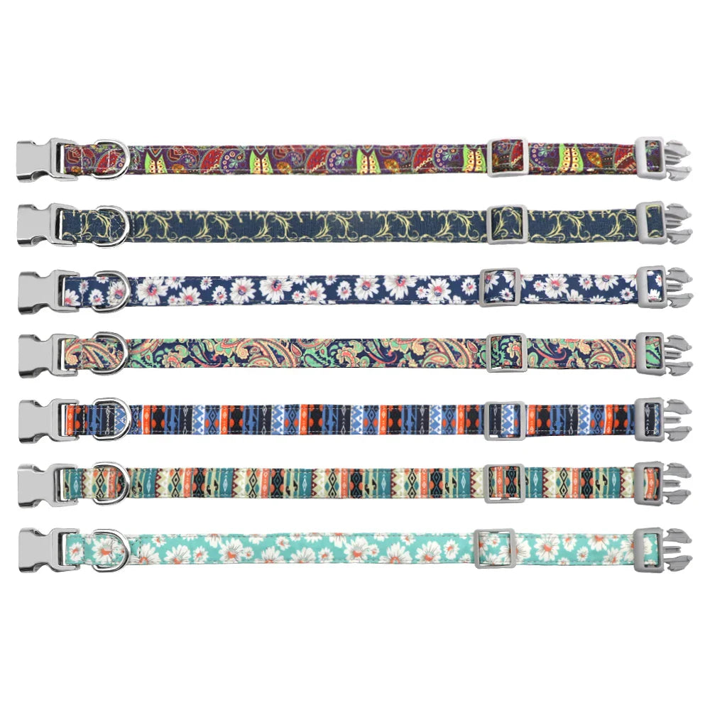 Adjustable Nylon Dog & Cat Collar – Personalized ID Collar with Engraved Name Buckle, Anti-Lost for Small, Medium & Large Pets