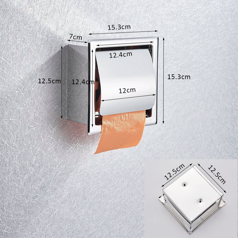 Onyzpily Bathroom Toilet Paper Holder | Chrome Finish Stainless Steel Tissue Box Holder, Wall Mounted, Black & Chrome