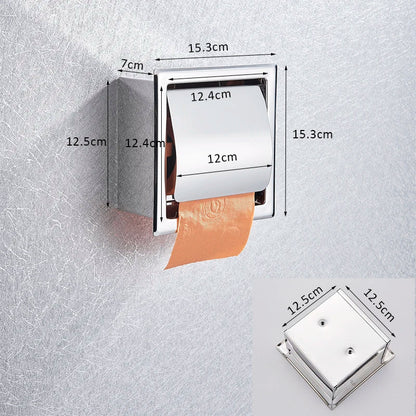 Onyzpily Bathroom Toilet Paper Holder | Chrome Finish Stainless Steel Tissue Box Holder, Wall Mounted, Black & Chrome