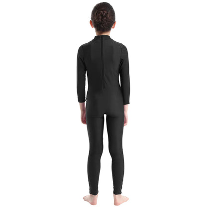 Kids Girls Full Body Gymnastics Bodysuit, Ballet Dance Jersey Leotard, Jumpsuit Sports Unitard, Children Dancewear and Sportswear