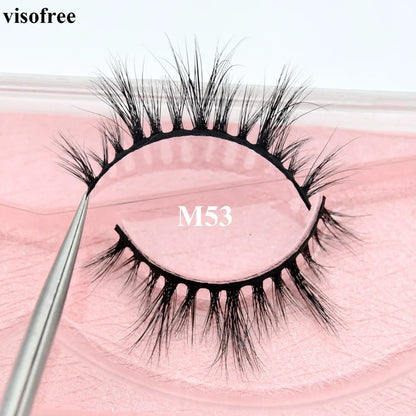 Visofree 3D Mink Eyelashes – Thick Handmade Full Strip Cruelty-Free False Lashes for Makeup M56