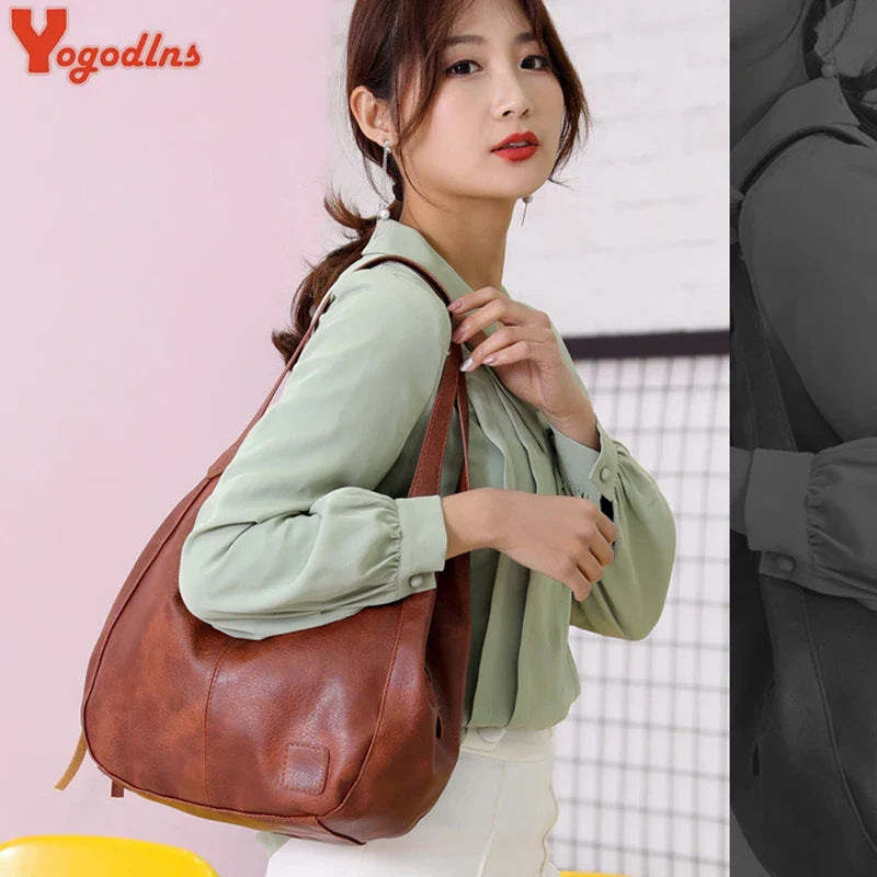 Yogodlns Vintage Women's Handbag - Designer Luxury Shoulder Tote, Fashion Brand Top-Handle Bag