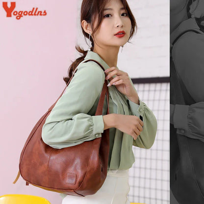 Yogodlns Vintage Women's Handbag - Designer Luxury Shoulder Tote, Fashion Brand Top-Handle Bag