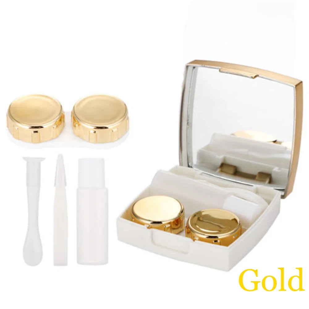 Square Contact Lens Case – Portable Travel Lens Storage & Soaking Box Holder, Solid Color Fashion Eyewear Accessory Container