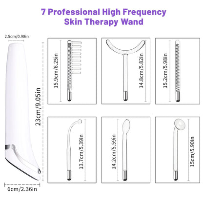 6-in-1 High Frequency Facial Machine — Touch Panel Electrotherapy Wand for Hair, Face, Acne & Skin Care Treatment