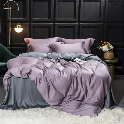 Liv-Esthete 100% Silk Bedding Set - Mulberry Silk Quilt Cover, Bed Sheet & Pillowcase, Queen/King Size Bed Linen