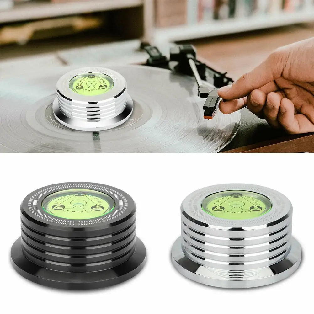 60Hz LP Record Stabilizer — Universal Aluminum Turntable Clamp with Level Alloy Weight