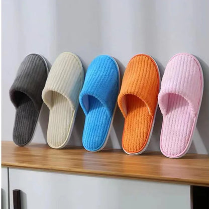 5 Pairs Mix Color Disposable Hotel Slippers – Cotton Non-Slip Slides for Men & Women Home, Travel, SPA & Hospitality Use