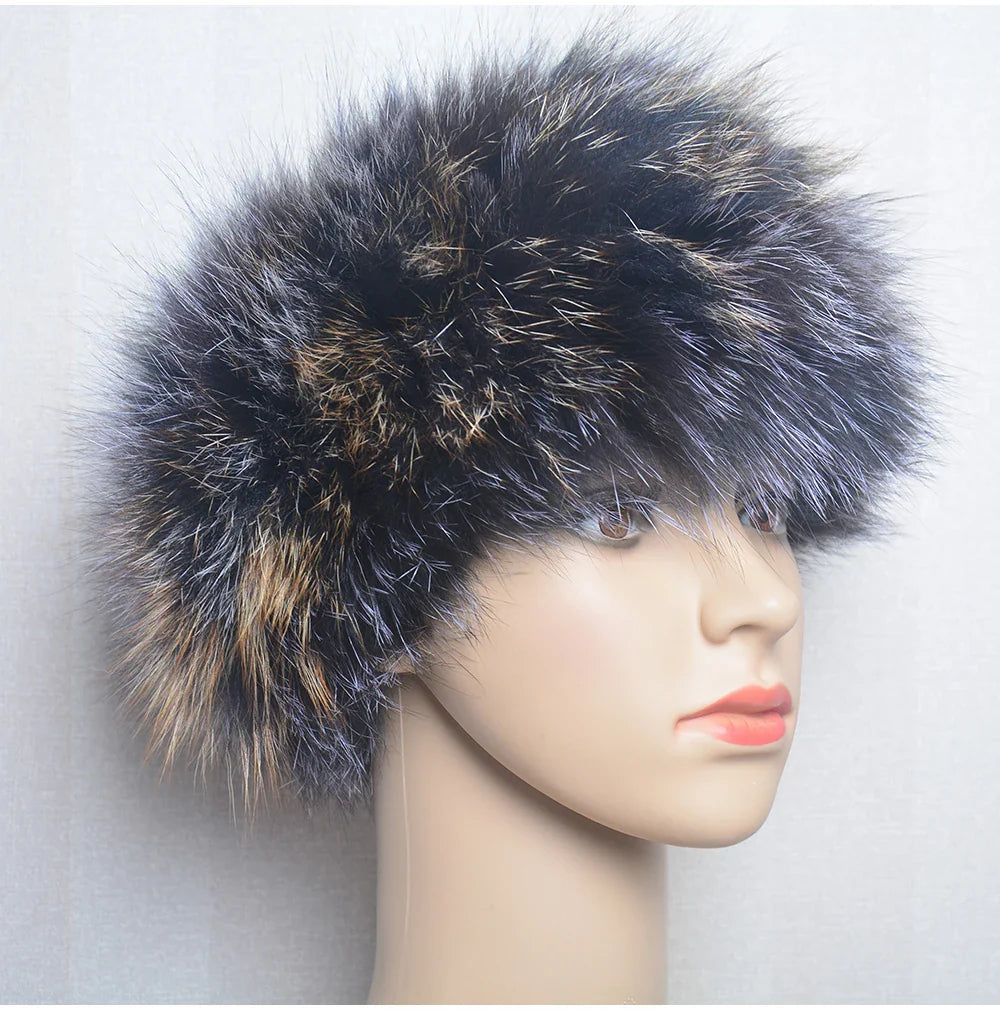 2025 Real Fox Fur Scarf and Headband – Luxury Winter Neck Warmer for Women, 100% Natural Fur, Elastic Ring Muffler
