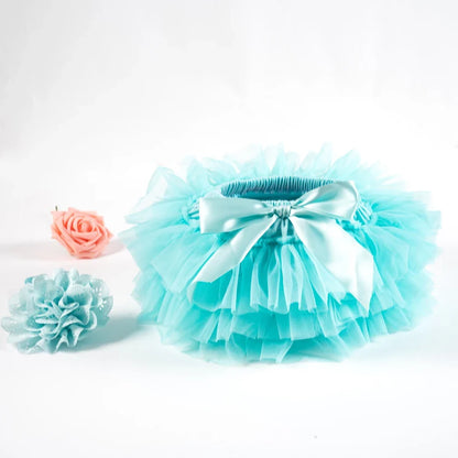Baby Girl Tutu Bloomers Set - Newborn Tulle Lace Diaper Cover with Flower Headband Outfit