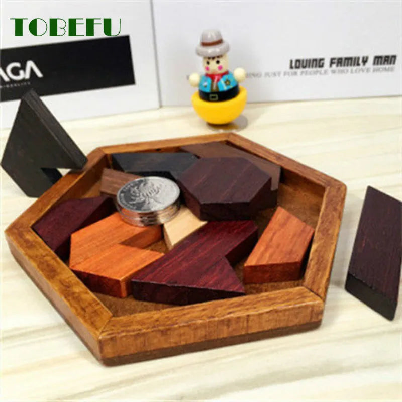 Wooden Geometric Jigsaw Board Puzzle – Non-Toxic Educational Brain Teaser Toy for Kids