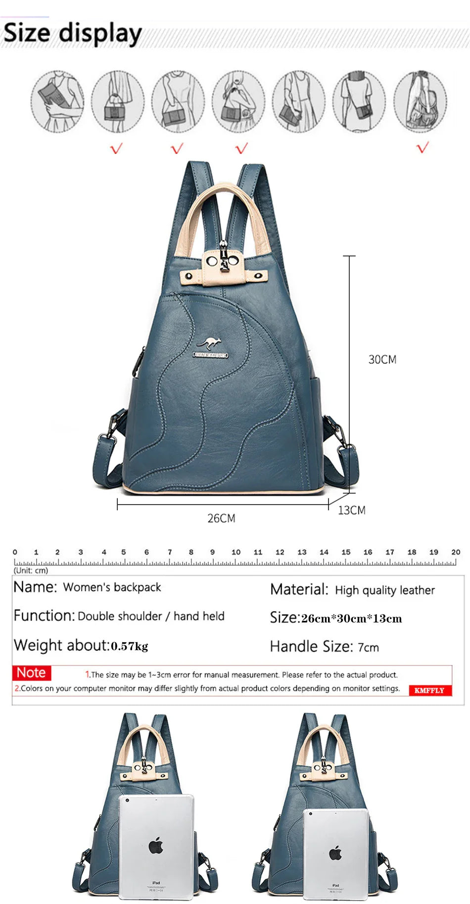 Women's Leather Zipper Backpack - Chest Bag Travel Pack, Ladies' School Bagpack for Teenage Girls, Sac A Dos