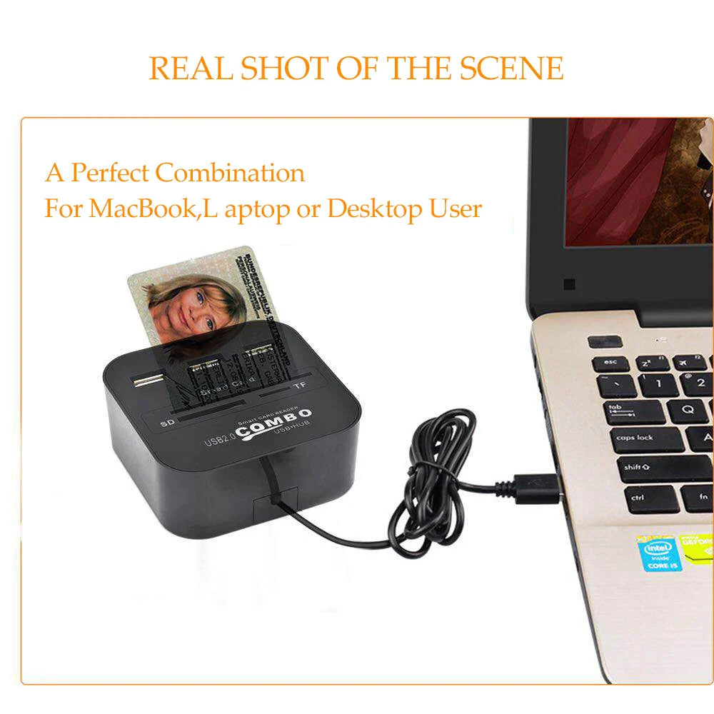 UTHAI X02 USB SIM Smart Card Reader – Bank Card IC/ID EMV SD TF MMC USB-CCID ISO 7816 Compatible with Windows & Linux
