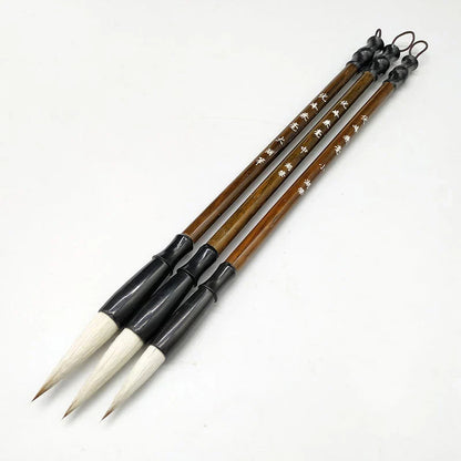 3/6Pcs Woolen Calligraphy Brush Set – Brown Weasel Hair Chinese & Japanese Art Pens for Office & School