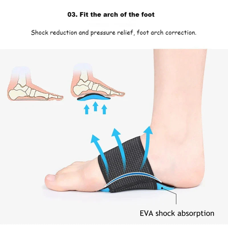 2Pcs EVA Flat Feet Arch Support Orthopedic Insoles Pads - Men Women Foot Valgus Sports Shoe Inserts
