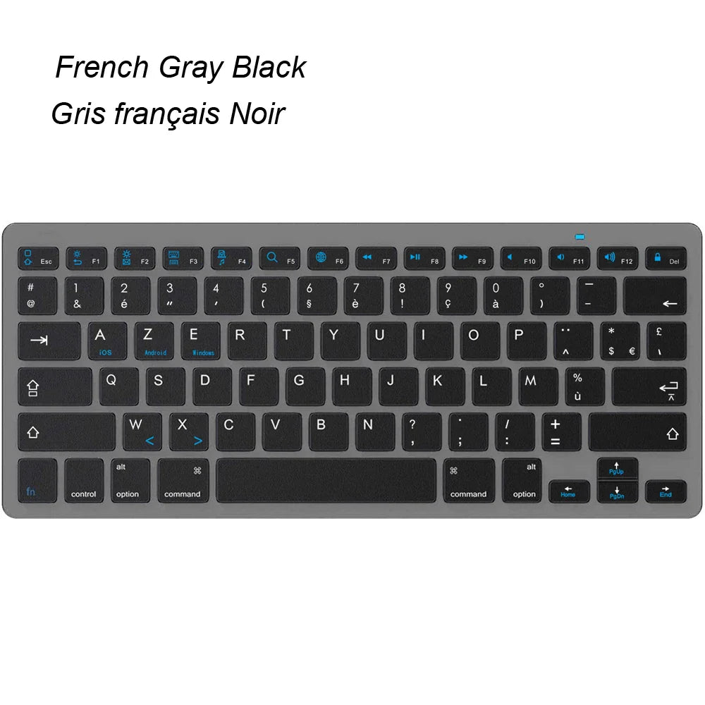 Ultra Slim Universal Wireless Bluetooth Keyboard – Russian, Spanish, French, German, Hebrew & Brazilian Portuguese for iOS, Android & Windows