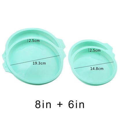 FAIS DU Silicone Cake Pan Set – 2-8pcs 4/6/8inch Round Molds for Rainbow Cake & Mousse Baking