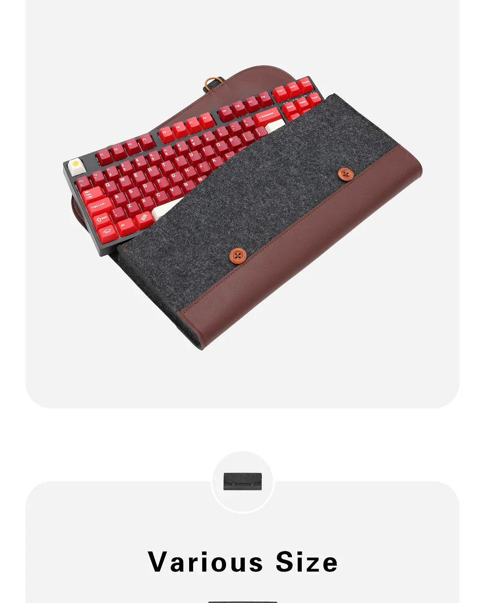 PU Felt Keyboard Carrying Case – Protective Bag for Planck 40%, 60%, 80%, 100%, GH60, XD64, TADA68, TKL 87/104, ANSI, BM60/65/68, Poker Keyboards