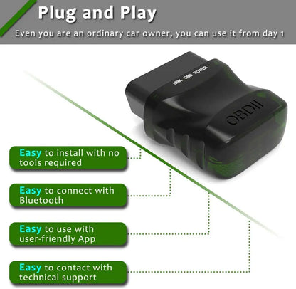 ELM327 Bluetooth 4.0 Car Engine Fault Code Reader – OBD II Scanner for iOS/Android/PC, V1.5 EOBD Diagnostic Tool