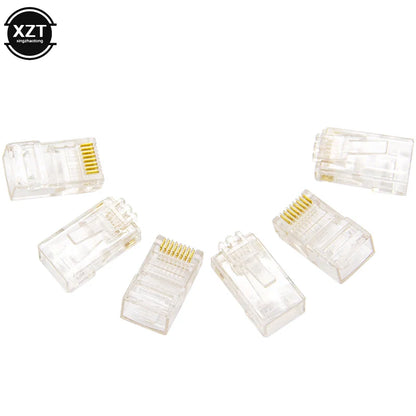 50/100 PCS RJ45 Modular Plugs — 8P8C Cat5 LAN Network Connectors | Professional High-Quality Ethernet Plugs