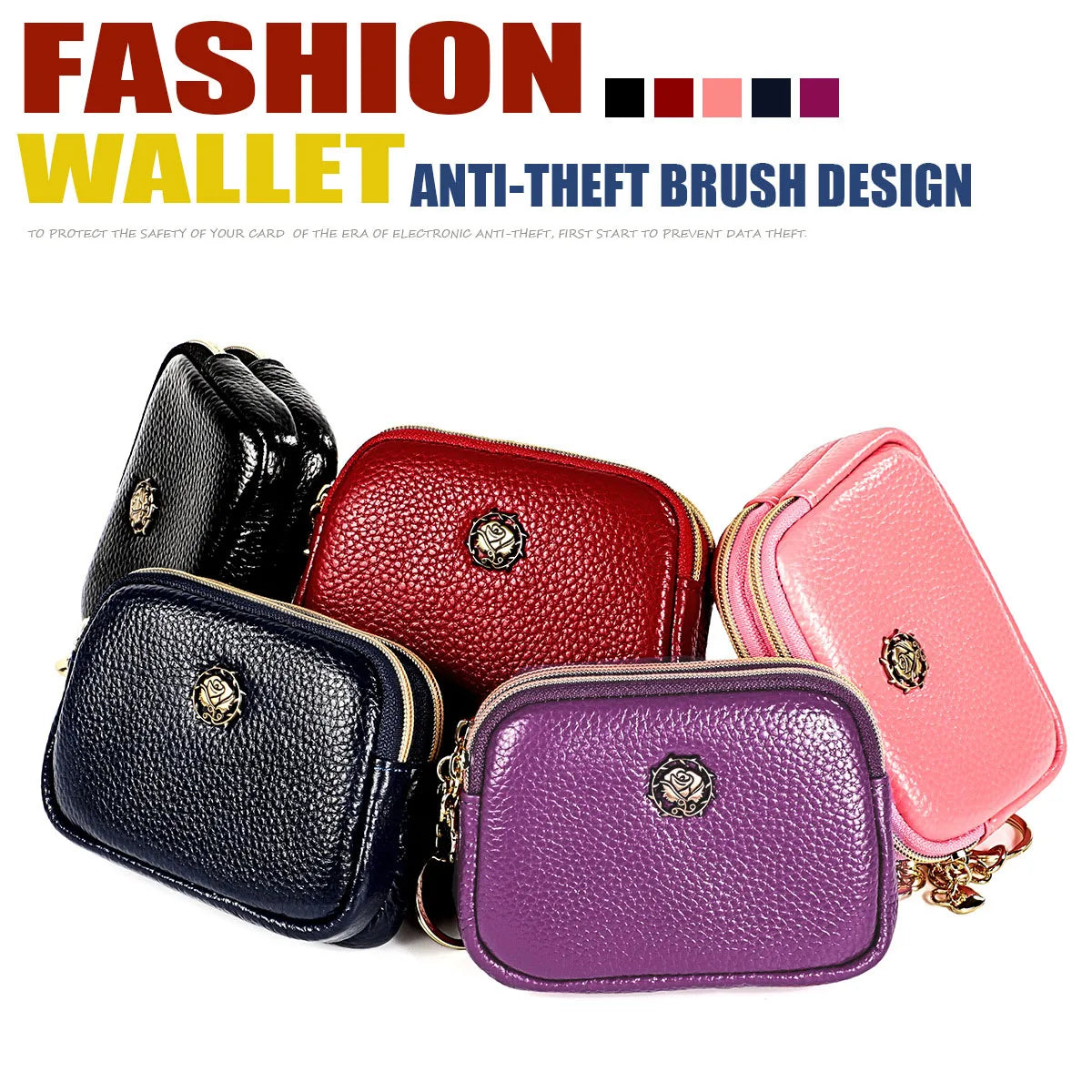 Senorita Genuine Leather Women’s Coin Purse – Double Zipper Small Wallet