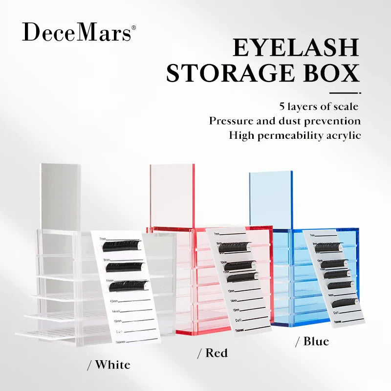 5-Layer Acrylic False Eyelashes Storage Box – Lash Extension Organizer & Display Stand Pallet Tool Holder