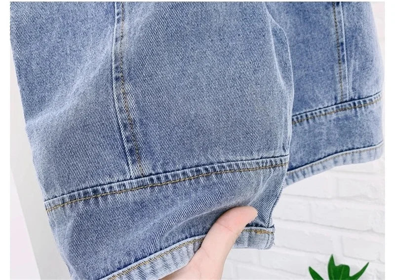 2024 Autumn Kids Denim Overalls – Loose Casual Bib Pants for Boys & Girls 1-7Y Spring Fall Outwear