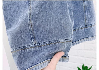 2024 Autumn Kids Denim Overalls – Loose Casual Bib Pants for Boys & Girls 1-7Y Spring Fall Outwear
