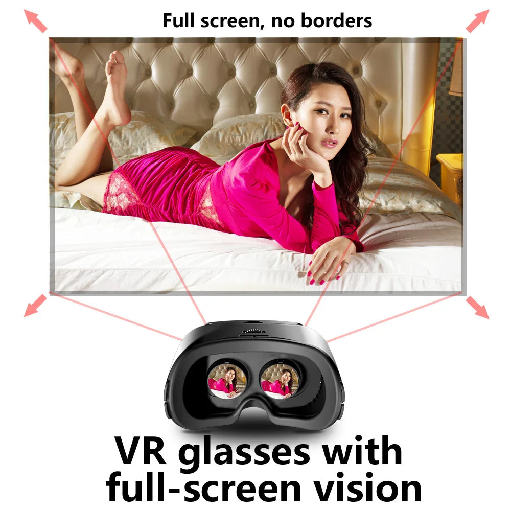 3D Virtual Reality VR Headset for iPhone & Android Smartphones – Immersive Mobile Phone VR Glasses with Real Lenses Goggles