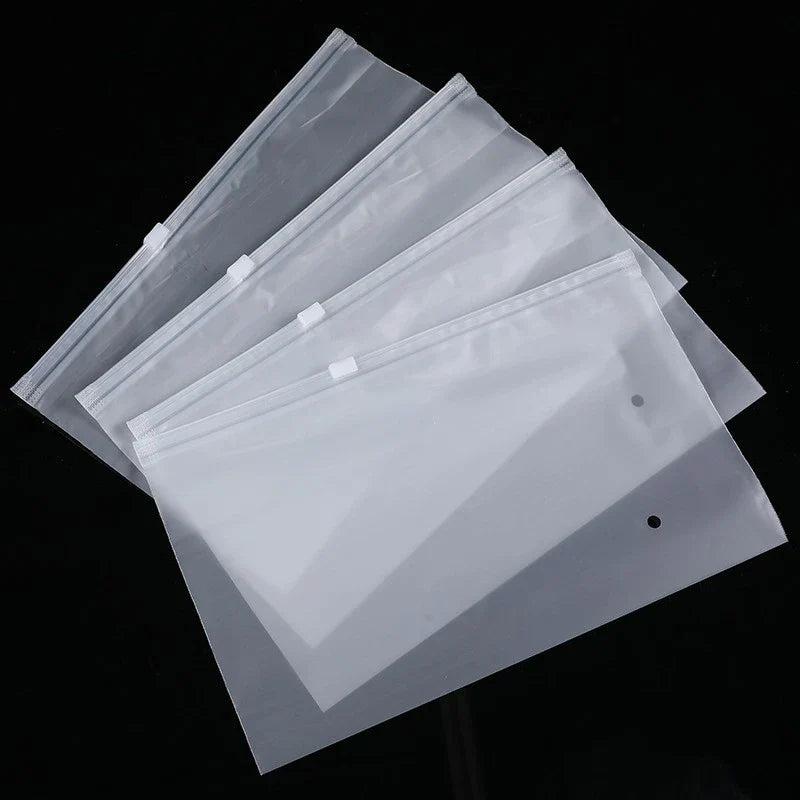 10PCS 16-Wire Frosted Zipper Bags – Underwear, Panties & Socks Packaging with Air Hole, Resealable Cosmetic Storage