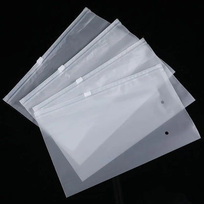 10PCS 16-Wire Frosted Zipper Bags – Underwear, Panties & Socks Packaging with Air Hole, Resealable Cosmetic Storage