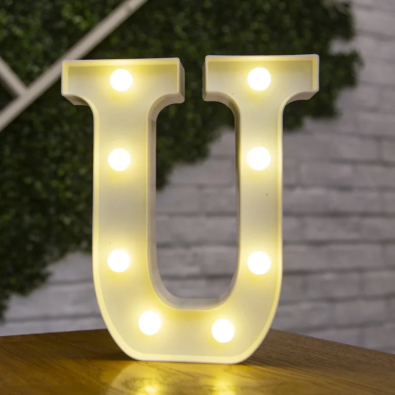 Alphabet & Number LED Lamp Night Light – Warm Battery-Powered Luminous Letter Light for Home, Wedding, Birthday & Party Decoration