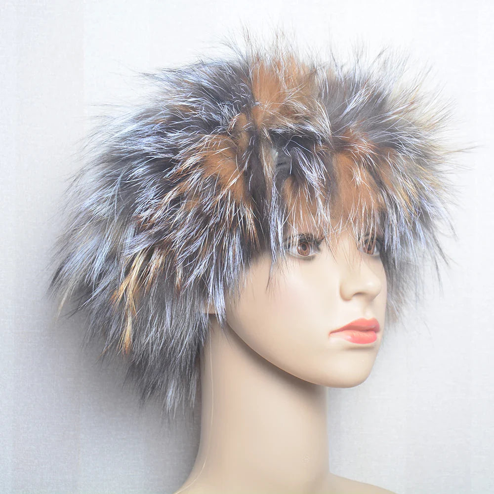 2025 Real Fox Fur Scarf and Headband – Luxury Winter Neck Warmer for Women, 100% Natural Fur, Elastic Ring Muffler