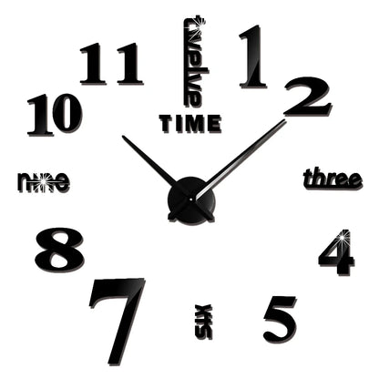3D DIY Wall Clock - Modern Acrylic Mirror Sticker Quartz Clock For Living Room Decor With Silent Movement