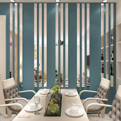 20pcs Simple Lines Acrylic 3D Wall Stickers - DIY Home Decor for Living and Dining Room, Mirror Strips, Ceiling, Waist Line, Background Art