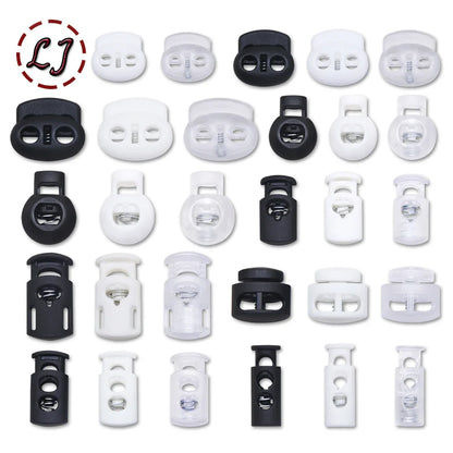 10pcs Plastic Cord Lock Stopper – Black Frost Toggle Clips for Shoelaces, Sportswear & DIY Bag Accessories