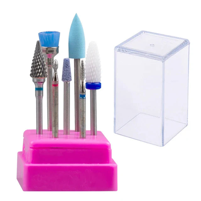 7pcs Nail Art Tungsten Steel Milling Cutter Set - Ceramic Nail Drill Bits for Electric Nail Machine & Pedicure Tool Accessories
