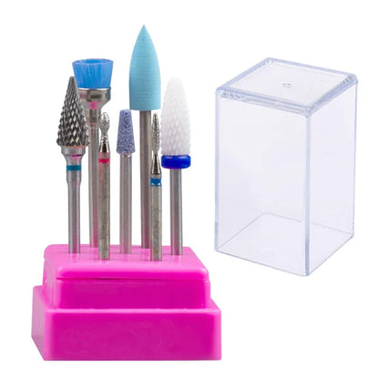 7pcs Nail Art Tungsten Steel Milling Cutter Set - Ceramic Nail Drill Bits for Electric Nail Machine & Pedicure Tool Accessories